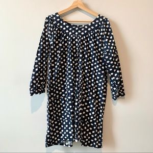 Women’s Blue Tunic Dress Size L White Polka Dots